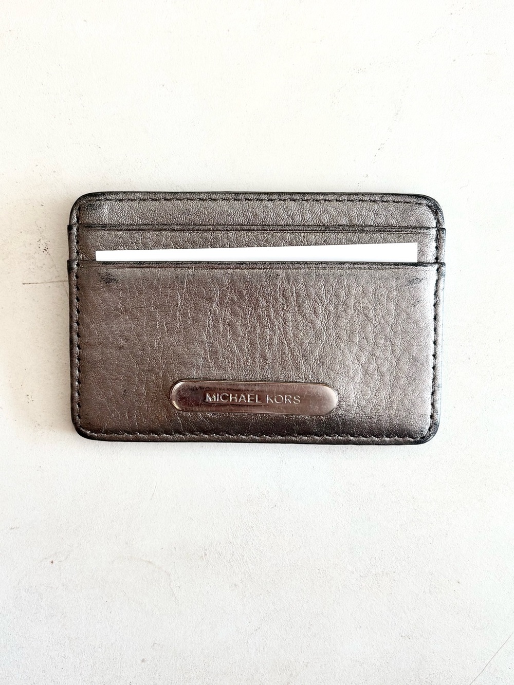 Michael Kors Metallic Gunmetal Card & Key Holder